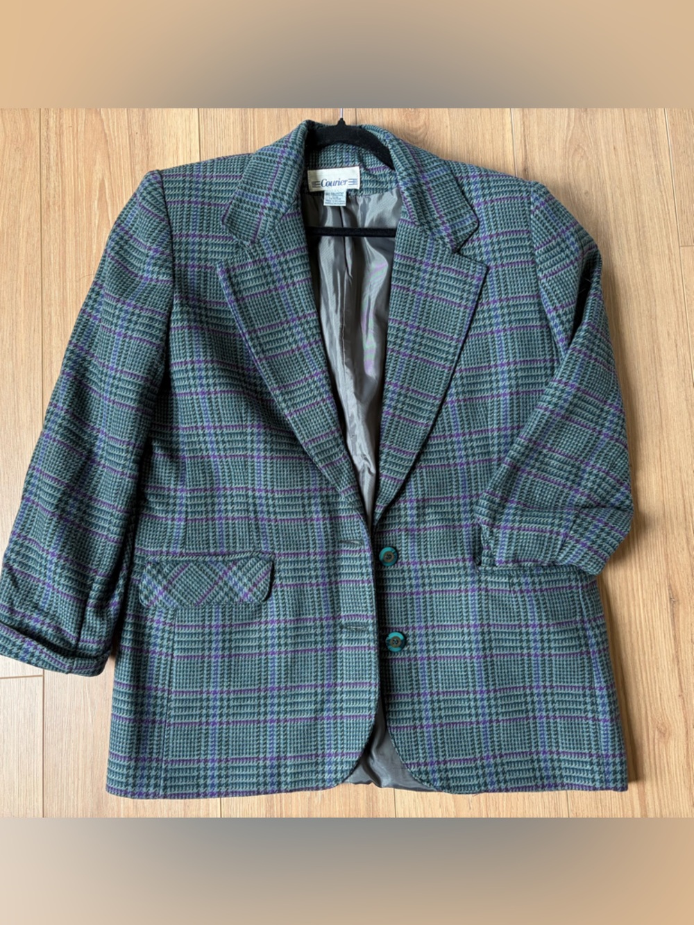 Vintage Women’s Wool Blend Plaid Blazer